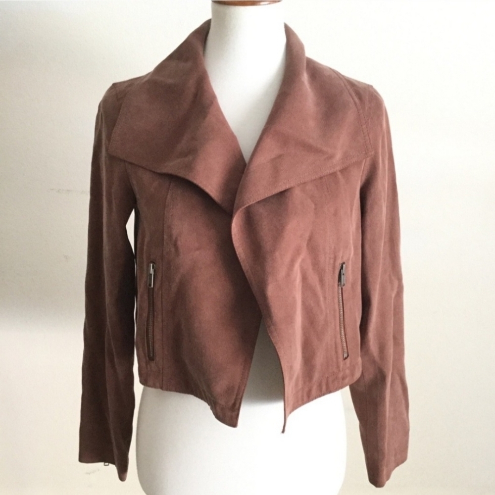 Club Monaco Jacket Blazer 'Richi' Moto Drapy Lightweight Cropped Lyocell (Large) - Picture 2 of 11